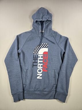 The North Face USA Americana Flag Logo Pullover Hoodie Blue Women's Medium
